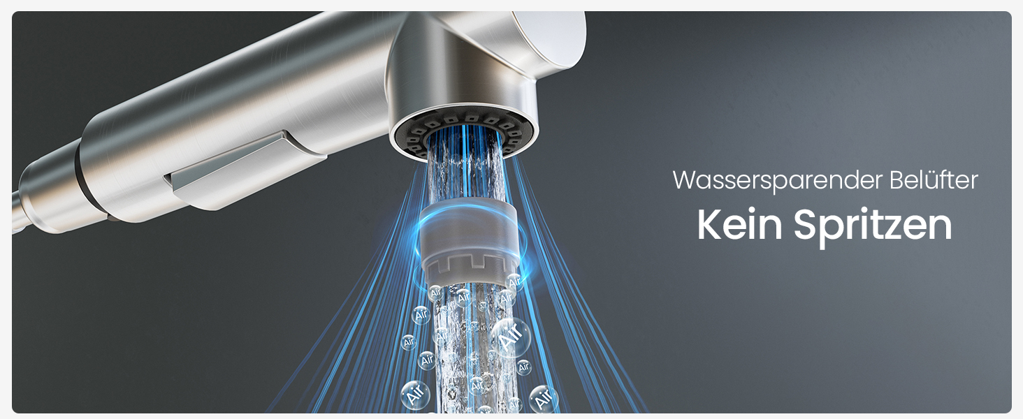 Кран кухонний висувний CECIPA, 360° поворотний, чорний, з витяжним виливом, міцний, без витоків, проста установка, з домішувачем для раковини (щіткова поверхня & чорний колір)