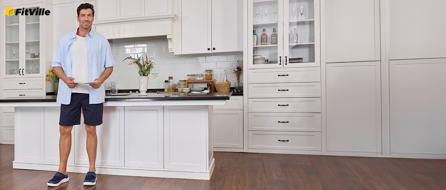 Домашні тапочки FitVille для чоловіків та людей похилого віку, широкі, з клямкою, чорні, розмір 41-50