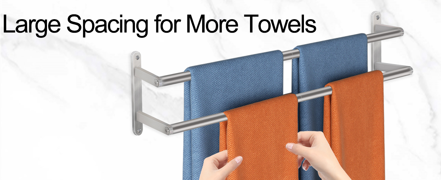 Тримач для рушників на стіну, 60 см, нержавіюча сталь, для ванної, спальні, кухні, щіткова нікель