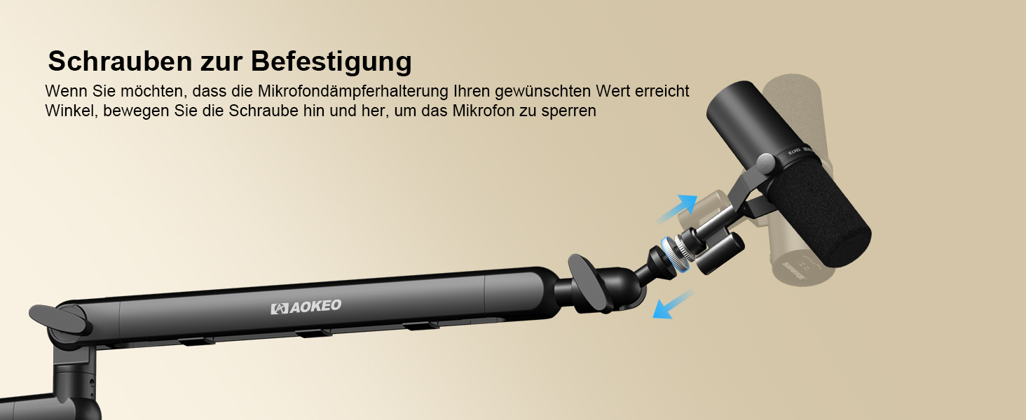 Кріплення для мікрофону Aokeo AK-55 - низькопрофільний тримач для HyperX QuadCast, Elgato Wave, Shure SM7B, Blue Yeti, Blue Snowball, студійне запису