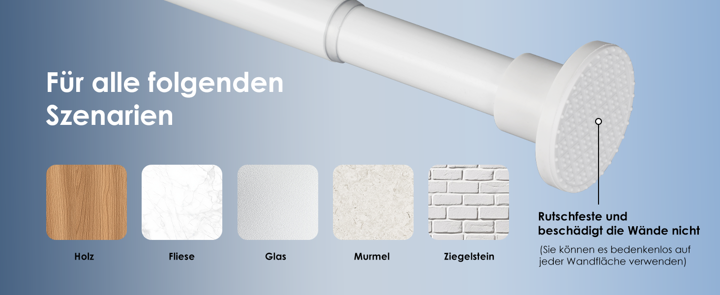 Висувна штанга для душу, штанга для душу без свердління, кріпиться без свердління, для шафи (70-195 см, білий)