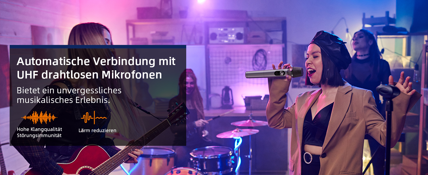 Караоке машина для дорослих та дітей – портативна система з 2 мікрофонами, Bluetooth, TF, USB, AUX, TWS, динамік, чорна