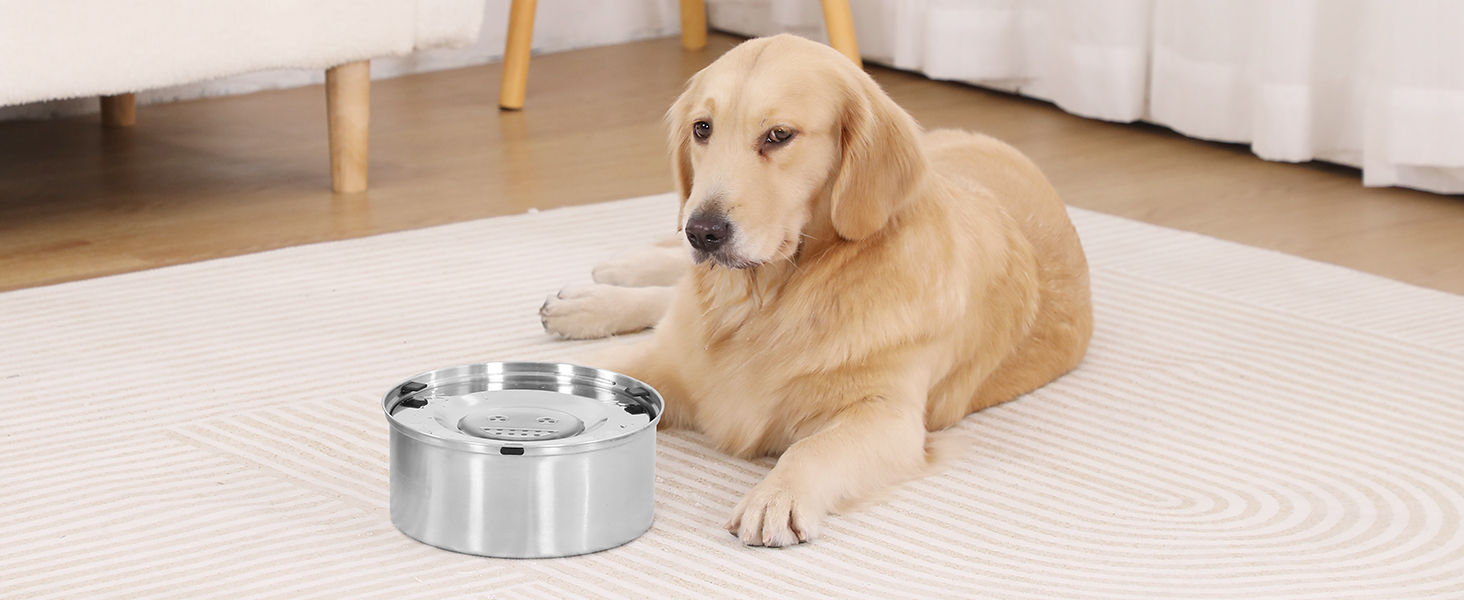Миска для собак без облизування, нержавіюча сталь, протиковзаюча, витокостійка, легко миється, 3L, срібна