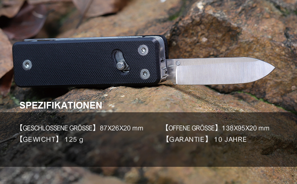 Мультитул ROXON KS2E Elite з великими ножицями, 13 функцій, G10 руків'я, кишенькова кліпса для кемпінгу та екстрених ситуацій