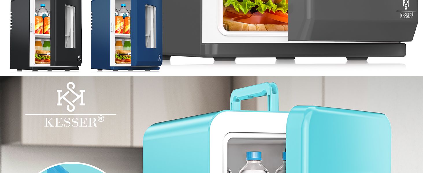 KESSER® Міні холодильник/термобокс 15L з охолодженням та нагріванням. Портативний AC/DC 220-240V/12V для авто, офісу, дому, кемпінгу. Червоний