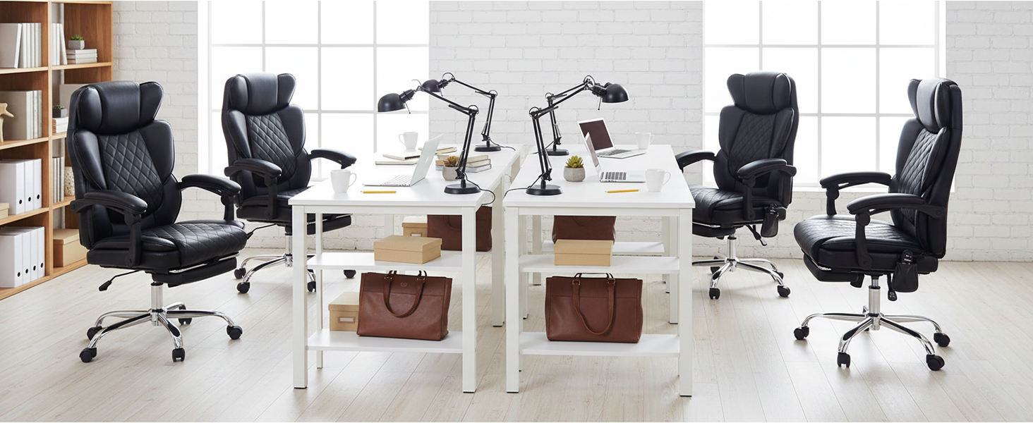 Офісне крісло Colamy з ергономічною підтримкою спини, регульованою підголівником та функцією масажу (чорний)