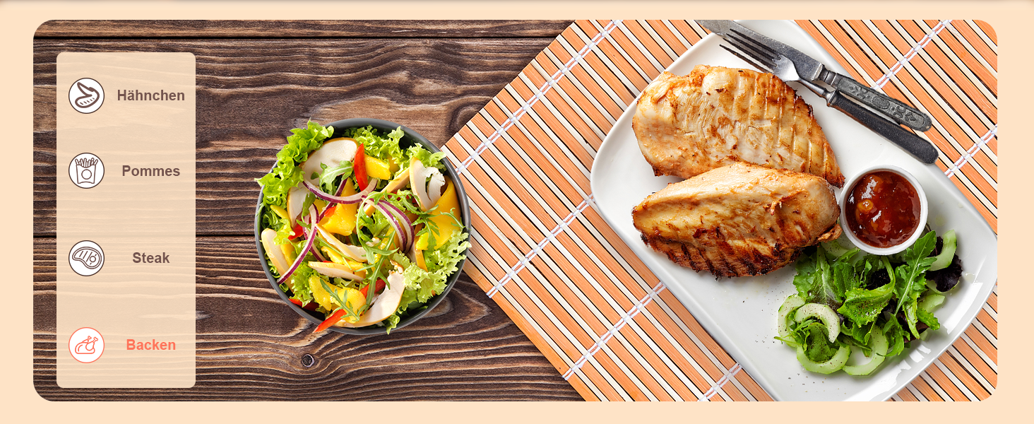 Фритюрниця повітряна XXL 8 літрів | 10-в-1 Airfryer | Розумна фритюрниця | Без олії | Цифровий LED-дисплей | 1500W | Чорний