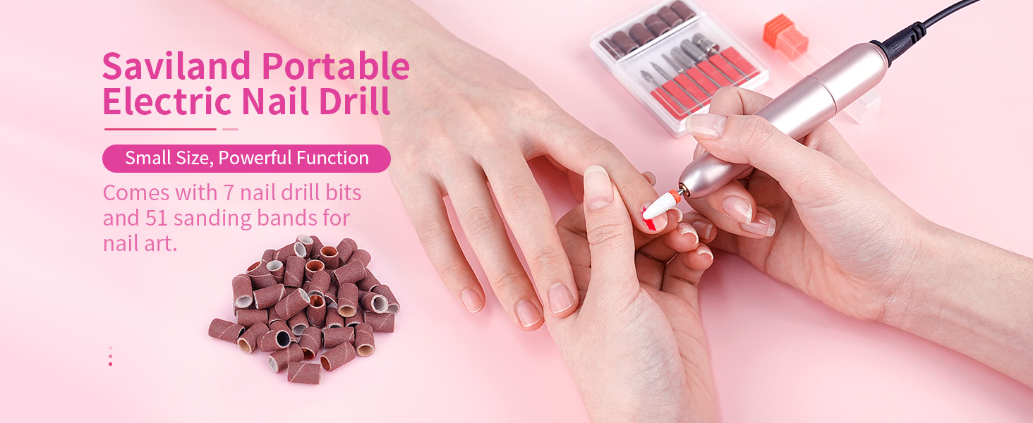 Електричний набір для манікюру та педикюру Saviland 7-в-1 - фрезер для нігтів, 20000 об/хв, для акрилу, гелю, Shellac