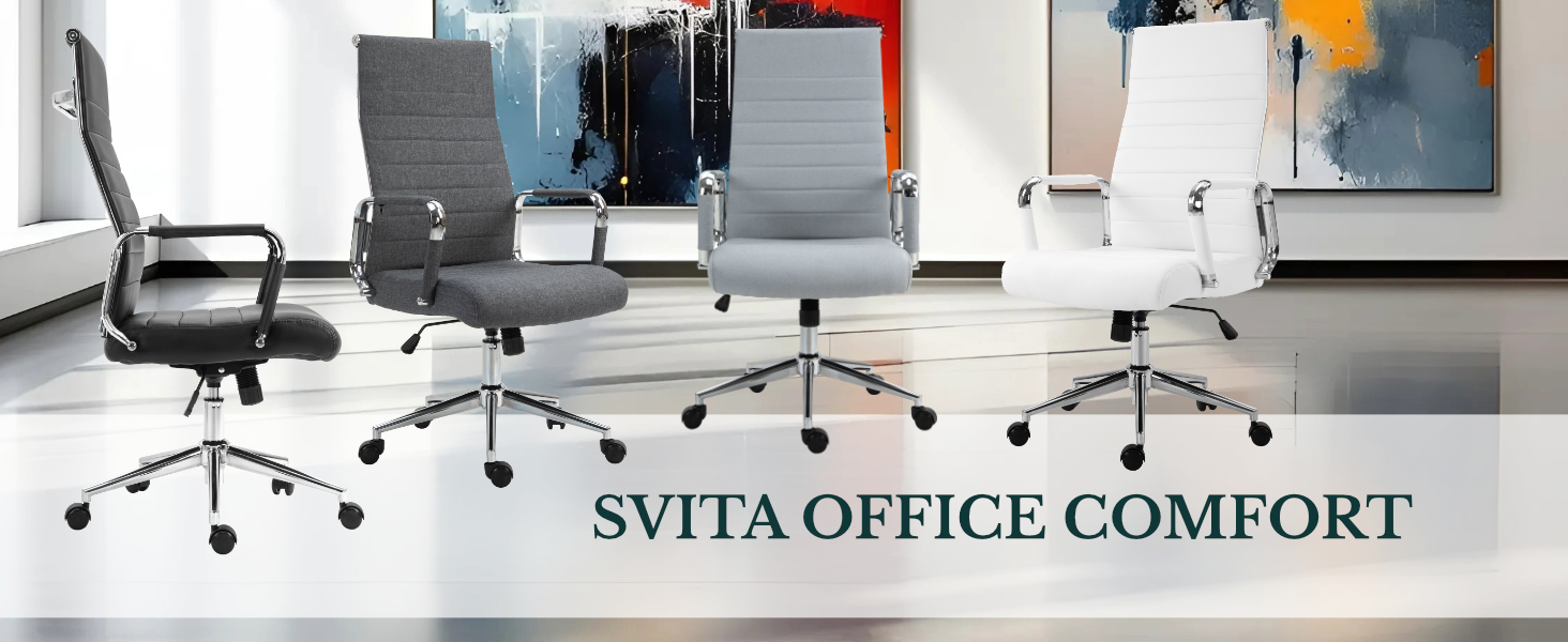 Офісне крісло SVITA Comfort - поворотне, для начальника, штучна шкіра, білий колір