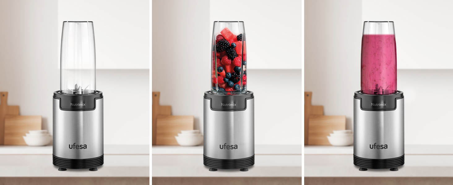 Блендер Ufesa Nutrimix 900Вт, універсальний екстрактор поживних речовин і вітамінів, нержавіючі леза, для смузі та коктейлів, подрібнення льоду, 6-в-1 набір
