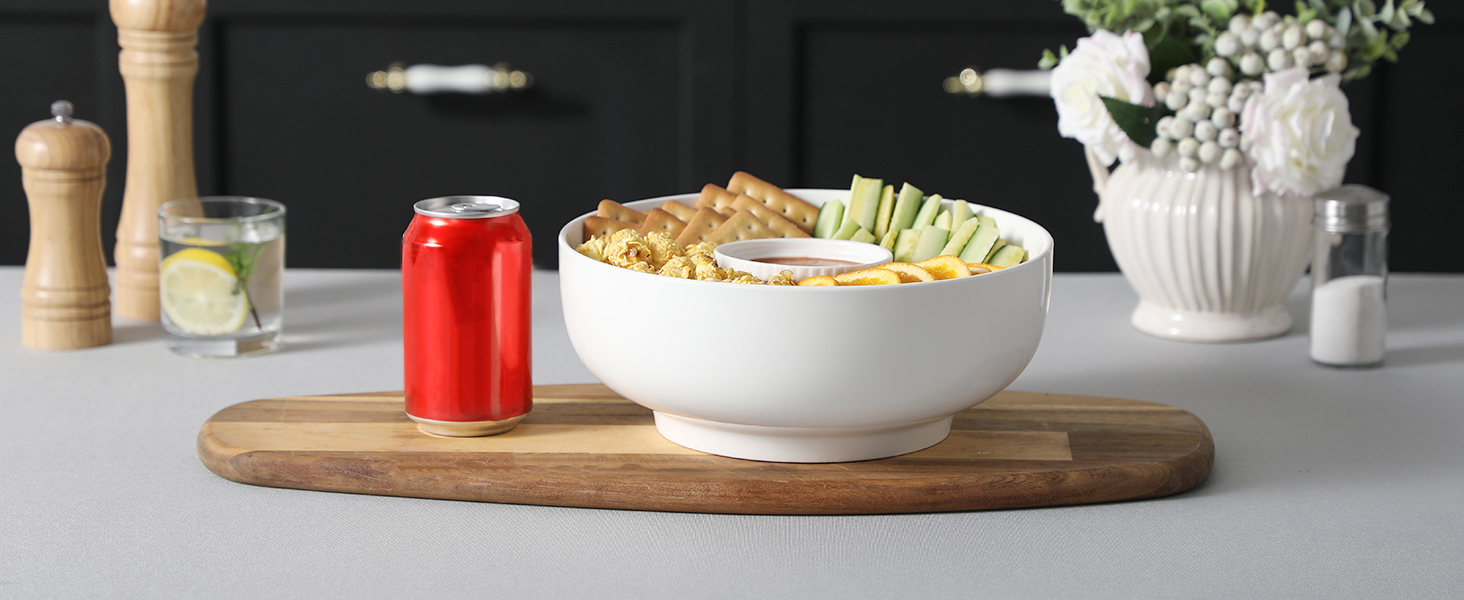 Набір супових та салатних мисок MALACASA (3 шт., 3.4L, 1.8L, 0.8L) з порцеляни. Підходить для супу, салату, рамену, фруктів та мюслі. Серія Regular (білий)