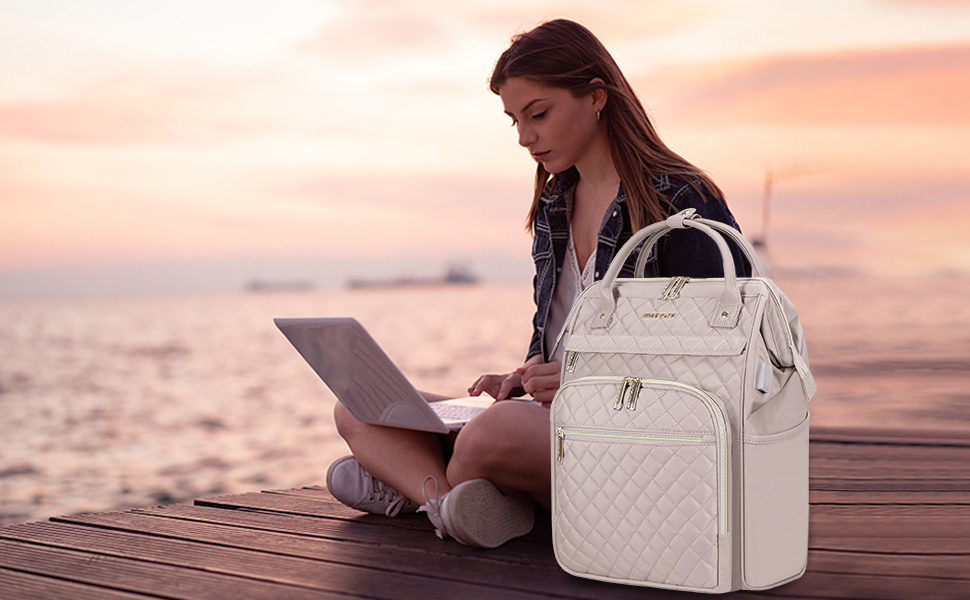 Жіночий рюкзак EMPSIGN з відділенням для ноутбука 17 дюймів: стильний рюкзак для роботи, навчання та подорожей, чорний, рожевий