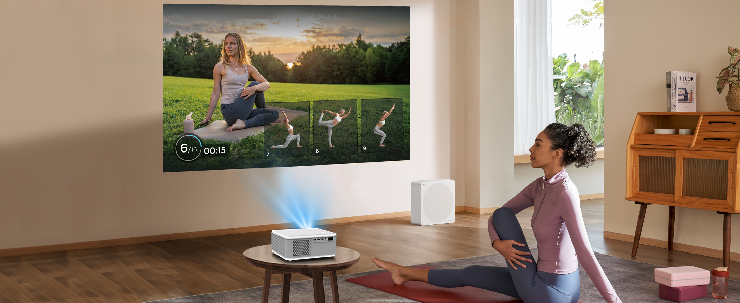 Портативний проєктор Mini Beamer 4K/1080p з Wi-Fi 6 та Bluetooth 5.4. Підтримка Auto Keystone, 200-дюймовий екран, сумісний з ноутбуками, смартфонами та TV (сірий)