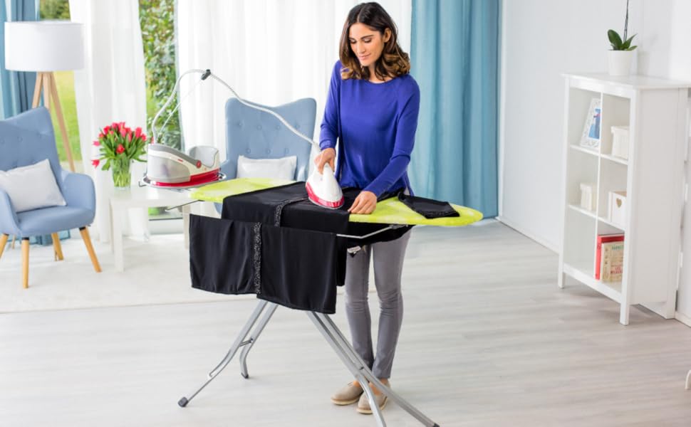 Гладильна дошка Vileda Perfect 2 в 1 Plus, 122 x 44 см, з регульованою підставкою для праски та висувним металевим кріпленням