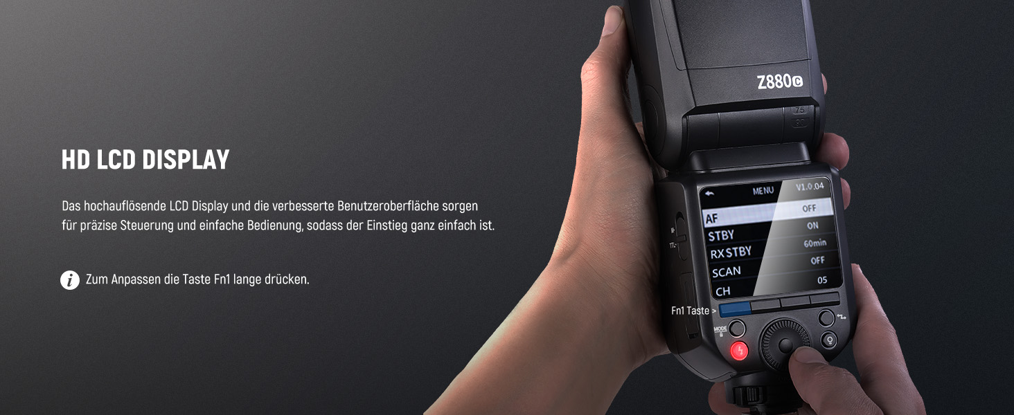 NEEWER Z880-C 2.4G 76W TTL Speedlite Flash для Canon з моделюючим світлом, швидким перемиканням та акумулятором 7.2V/3000mAh