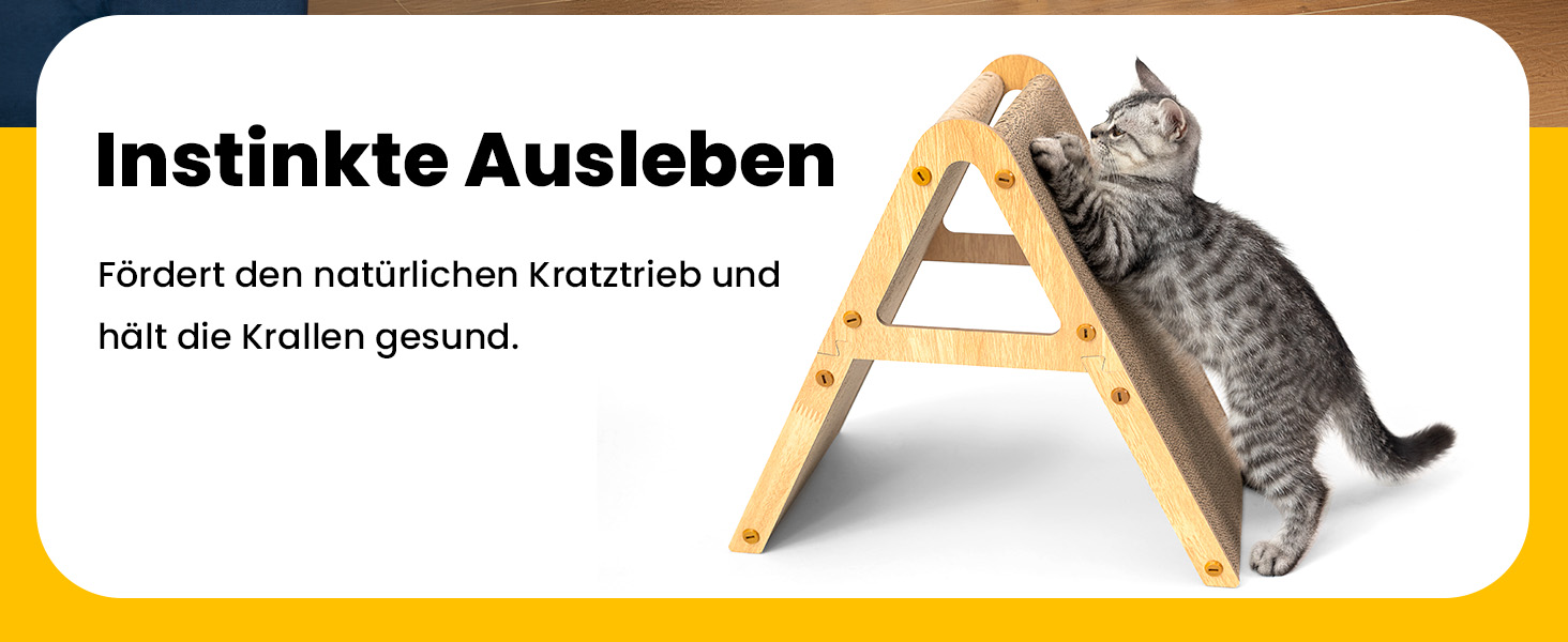 Кігтеточка для котів з коробкою та 4 змінними шарами з картону - велика кігтеточка з міцного гофрокартону, двосторонні шари з картону з наклейками - місце для відпочинку котів у квартирі, захист меблів. Велика коробка для котів + 4 кігтеточки + наклейки (Велика, A-Frame)