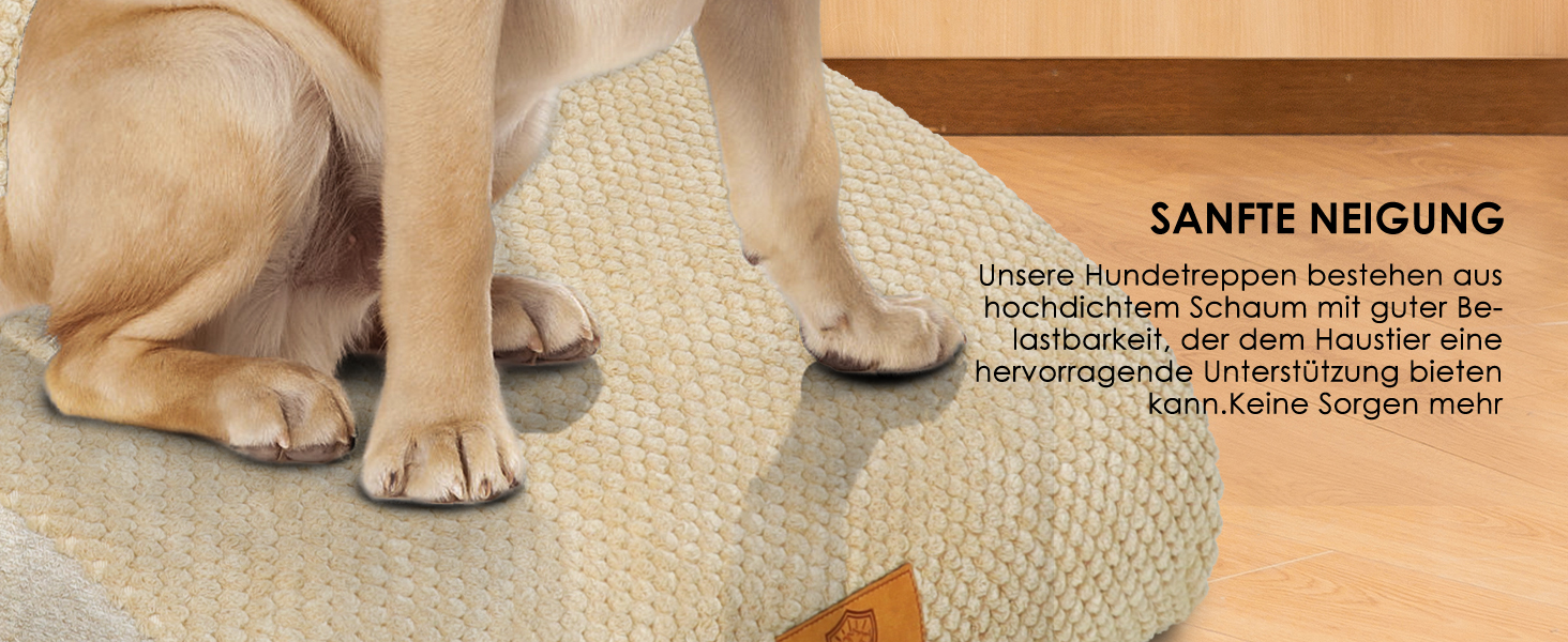 Сходинки для собак Zvonema: 3 сходинки, 60x40x40 см, водонепроникні, з неслизьким покриттям, для маленьких собак, бежеві