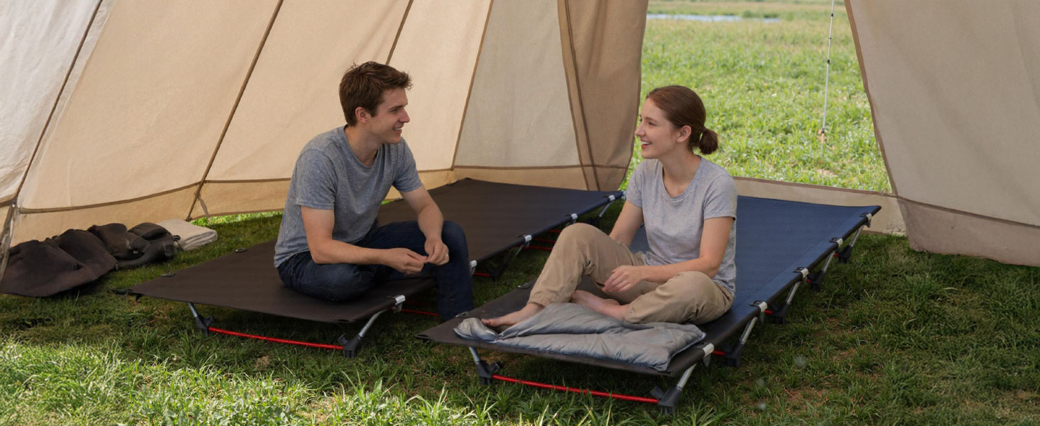 Кемпінгове ліжко Join Nature Ultraleicht: легке, складане, для дорослих, чорне