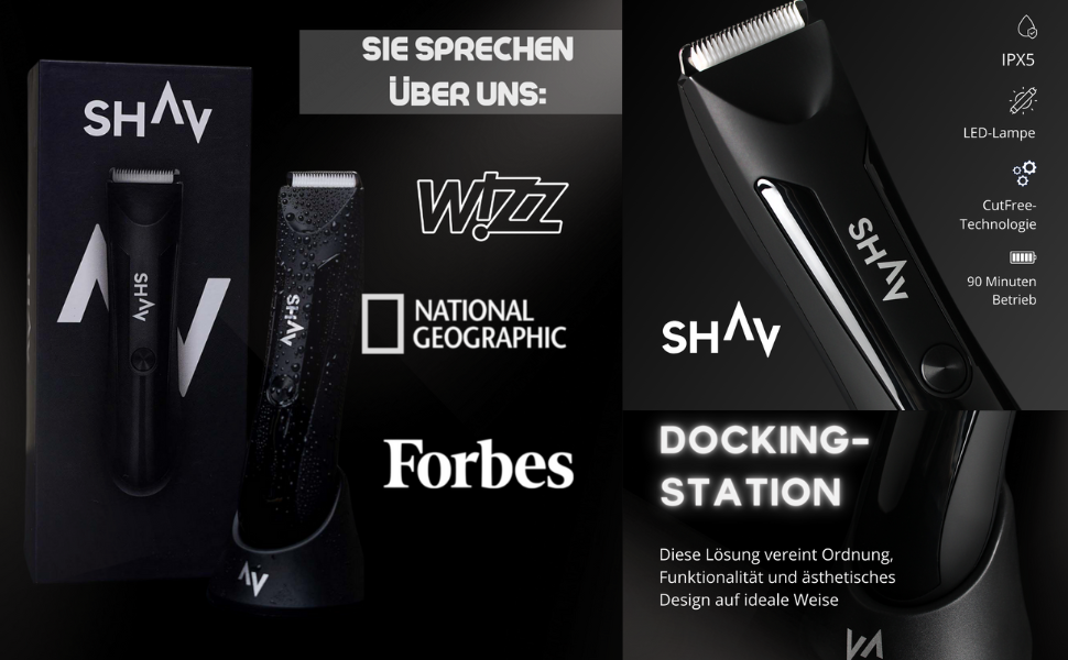 Електричний тример для тіла та інтимної зони чоловічий SHAV CutFree™ з вологостійким корпусом та змінними керамічними лезами