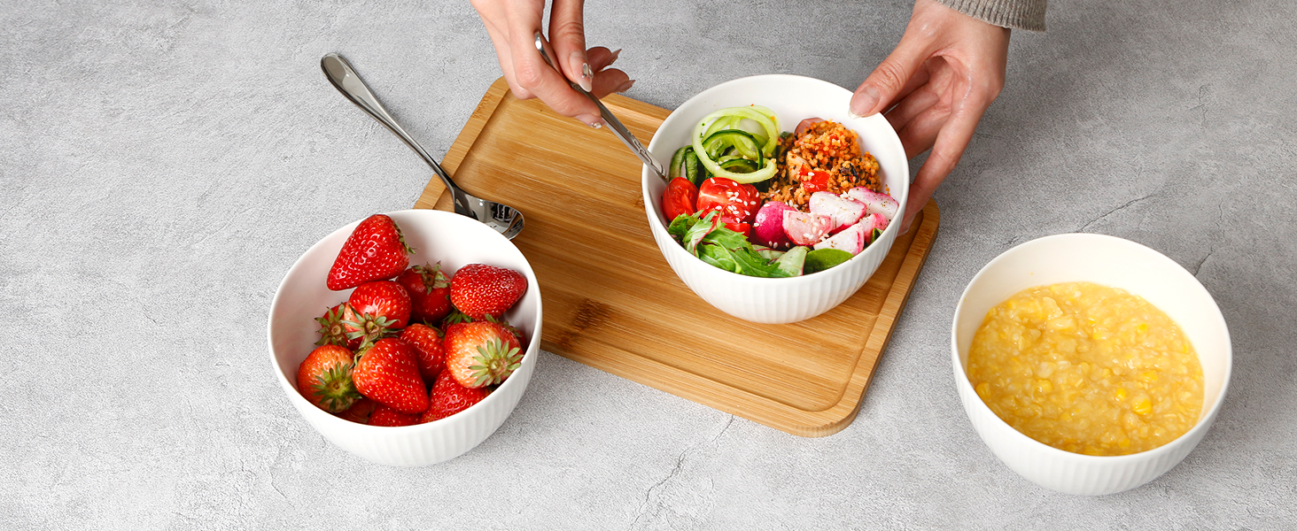 Набір мисок NUTRIUPS 4 шт. для мюслі, супу, салату, десерту, 750 мл, кераміка, підходить для мікрохвильової печі та духовки