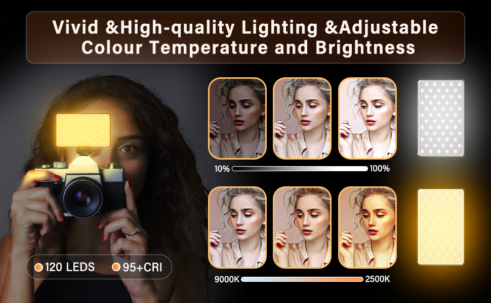 LED світло для селфі на телефон ST-120-CT: 120 світлодіодів, регулювання яскравості, 3000-9000K, акумулятор 3000mAh, CRI 95+, з тримачем та штативом для відеозйомки, блогінгу та конференцій