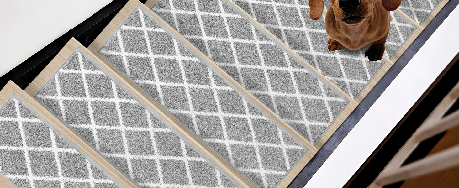 Ковзаючі сходи COSY HOMEER, 15 шт., 70x22 см, антиковзаючі, самоклеючі, машинне прання, 100% поліестер, TPE-підкладка, для дітей, літніх людей та домашніх тварин, сіро-білі