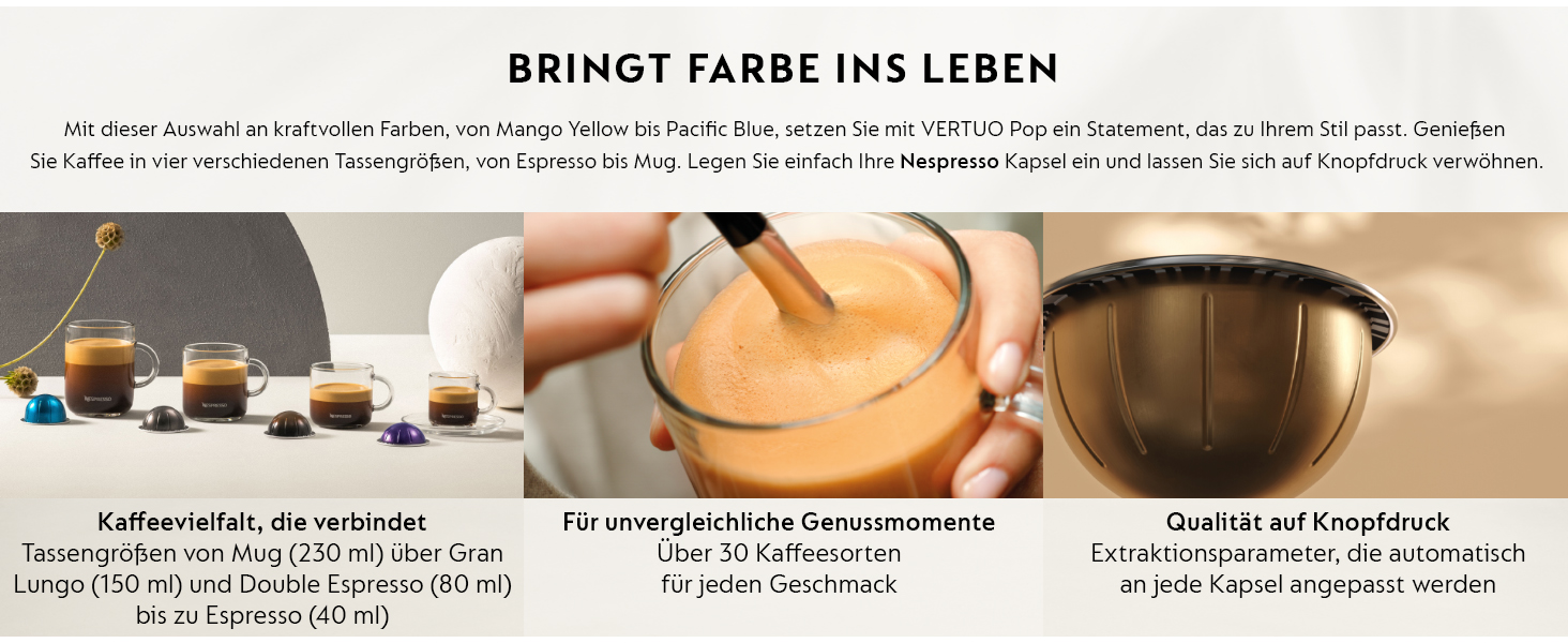 Кавомашина Nespresso Vertuo Pop ENV90.P з функцією Cold Brew, Bluetooth та Wi-Fi, 4 розміри чашок, в комплекті Aeroccino та подарунковий набір, Liquorice Black