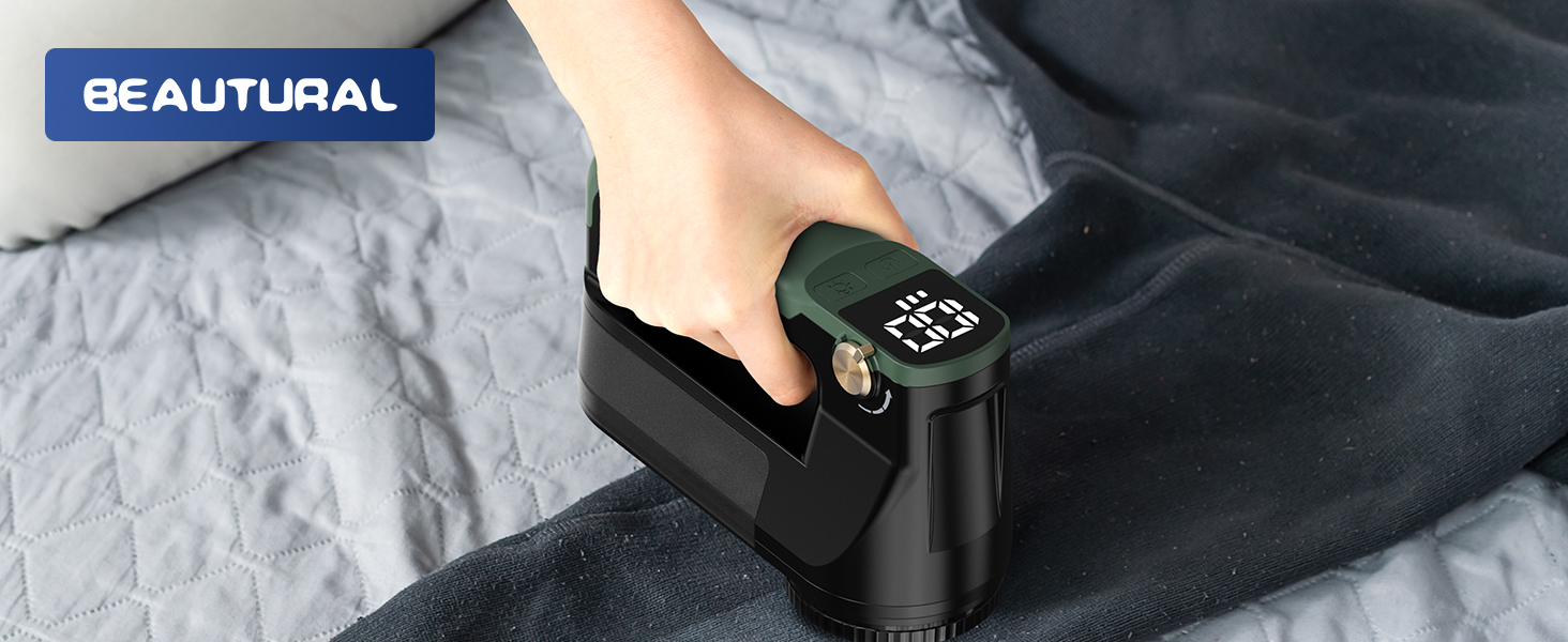 Електричний видальник ворсу Beautural: 3 швидкості, 1800mAh, LED, великий контейнер для одягу, меблів, ковдр, ворсу