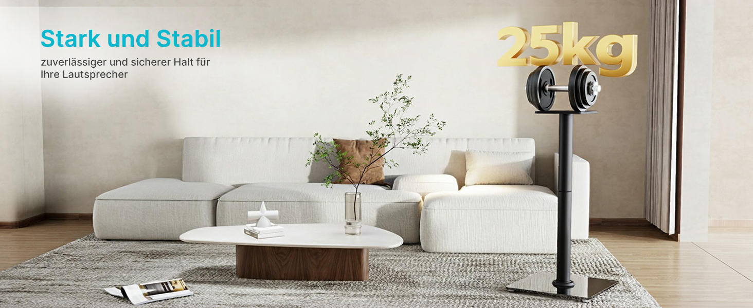 Підставка для акустики саундбару, універсальна, чорна, 76.5 см, 25 кг, з кабелеуправлінням та скляною основою (1 шт.)