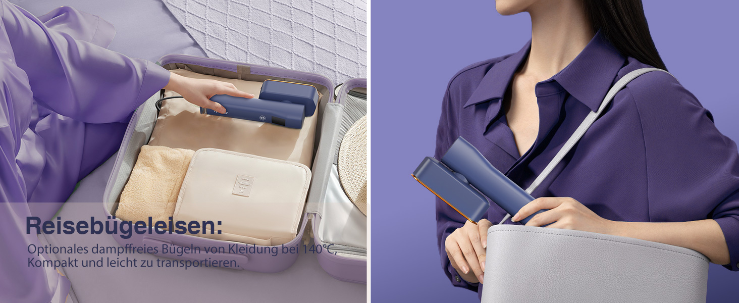 Праска Sundu Steamer: 2-в-1 відпарювач та праска для одягу, мобільна, з LED дисплеєм, 4 режими, блакитна