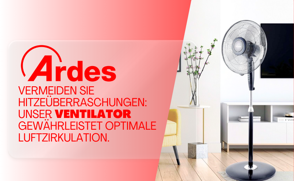 Вентилятор настільний Ardes STYLE 41 40 см, 3 швидкості, автоматичне обертання, білий