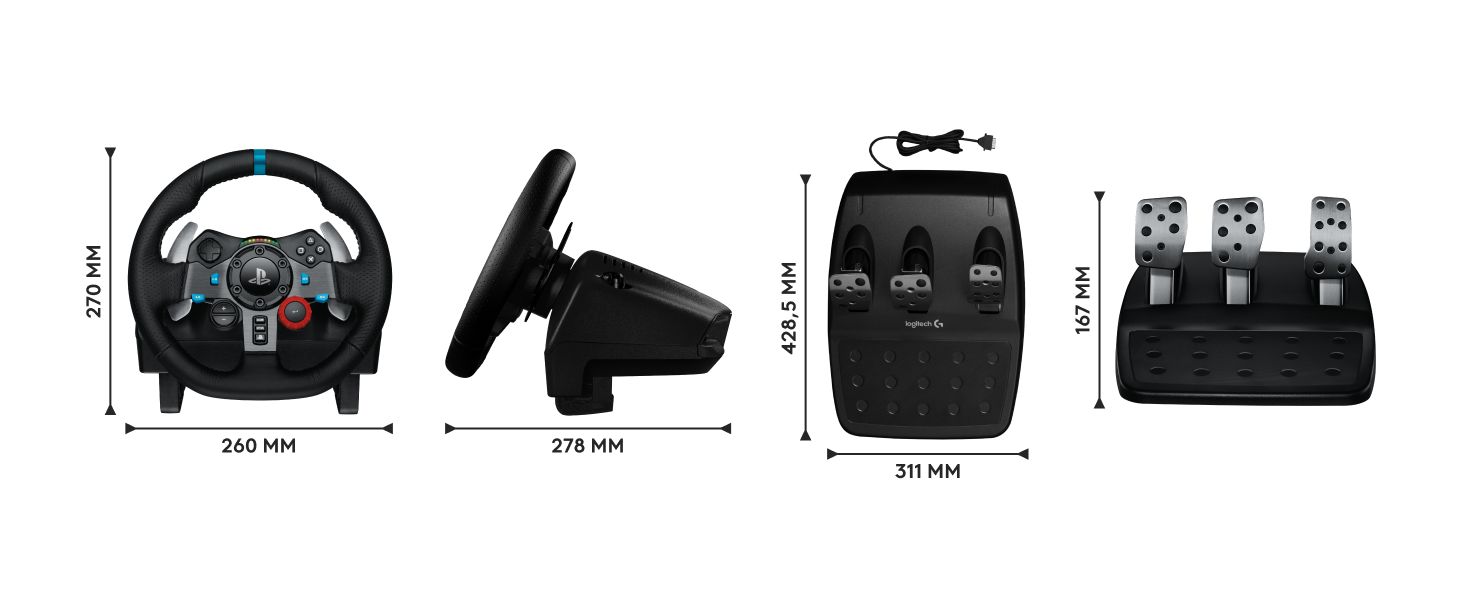 Руль Logitech G29 Driving Force з Force Feedback, 900°, шкіряний, педалі з нержавіючої сталі, для PS4/PS3/PC/Mac, чорний