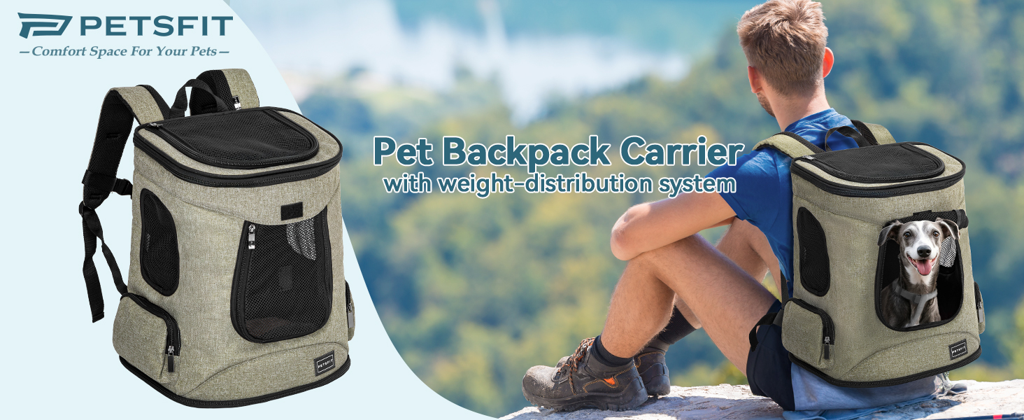 Рюкзак для кота та собаки Petsfit - зручний та дихаючий, до 5 кг, зелений