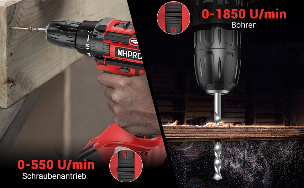 Акумуляторний шуруповерт 21V з набором 2 акумуляторів та 14 аксесуарів, кейс, 42Nm, 18+1 режимів, 10мм патрон, для дому