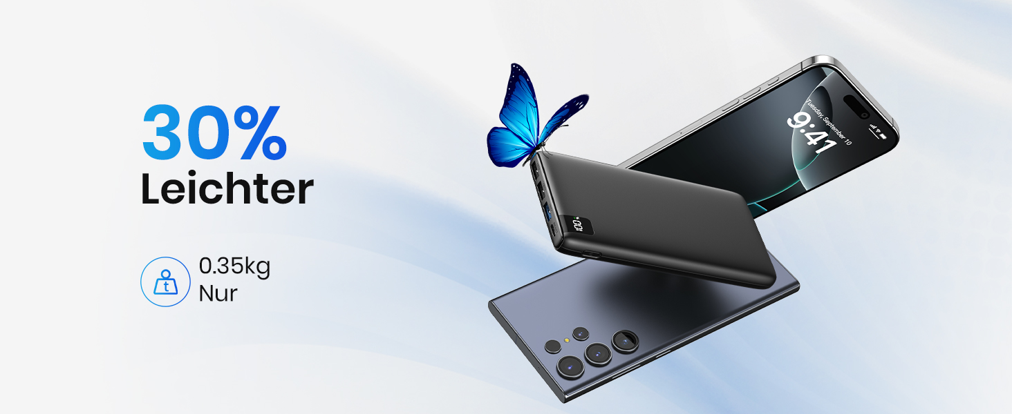 Powerbank 26800mAh з LED дисплеєм: швидка зарядка 22.5W, USB-C вхід/вихід, для смартфонів та планшетів