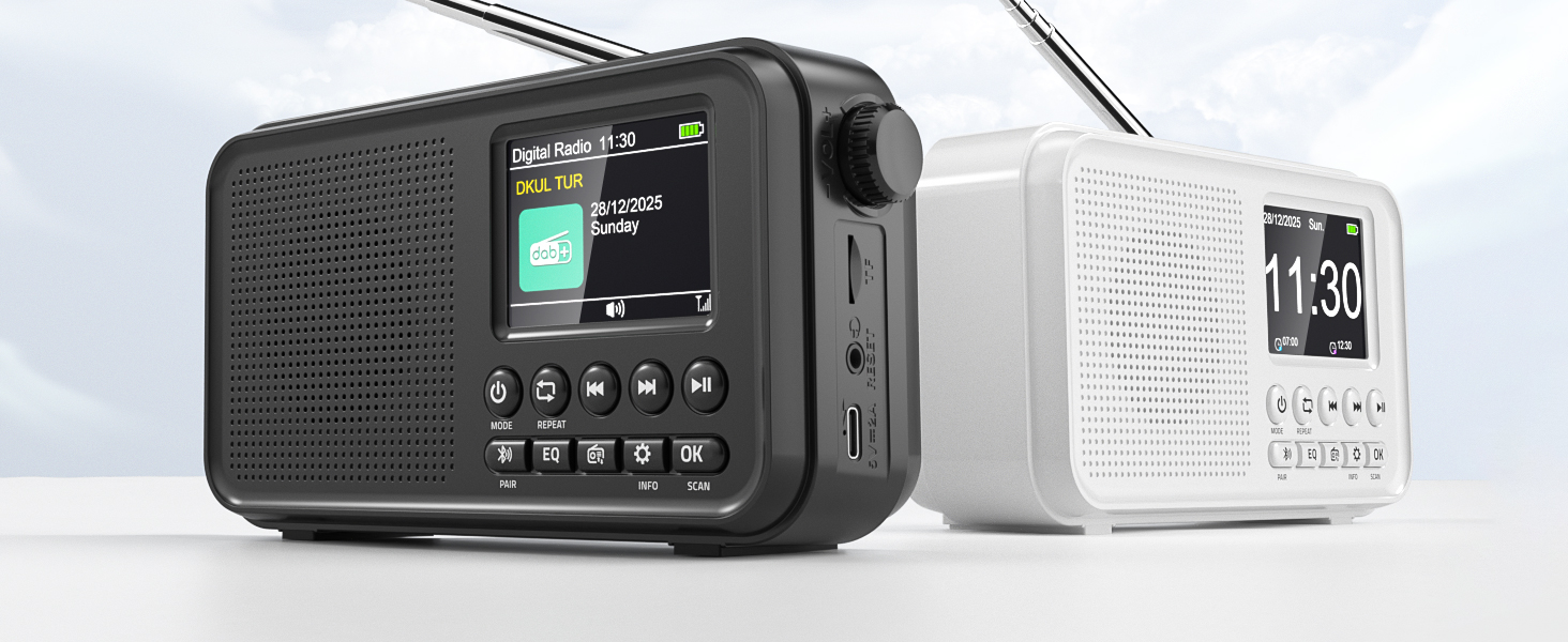Портативне DAB/FM радіо з Bluetooth, кольоровим дисплеєм 2.4