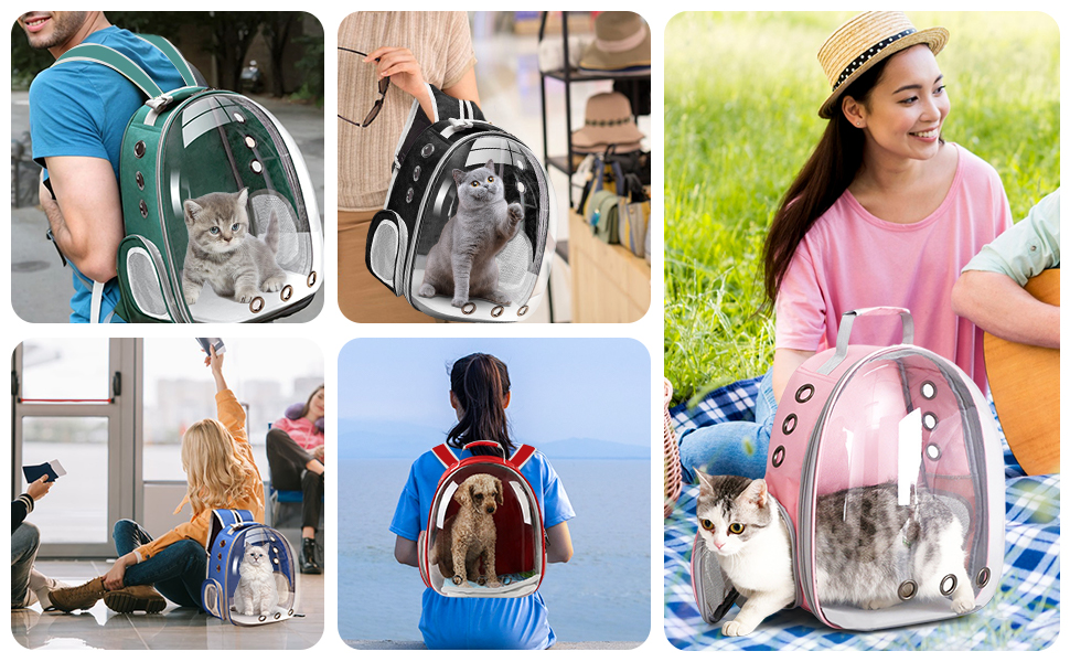 Рюкзак-переноска для кота MagiDeal Premium, велика прозора сумка для тварин, портативна, з вентиляцією, для котів та маленьких собак, водонепроникний, чорний