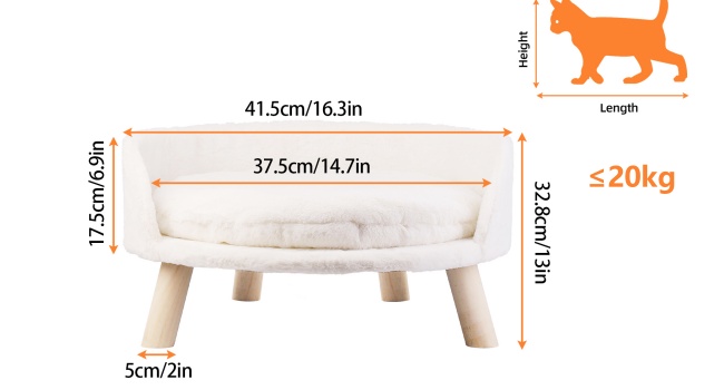 Розкішний диван для котів Katzensofa, велике котяче крісло з подушкою, підняте ліжко для котів і малих собак, 40 см, бежевий