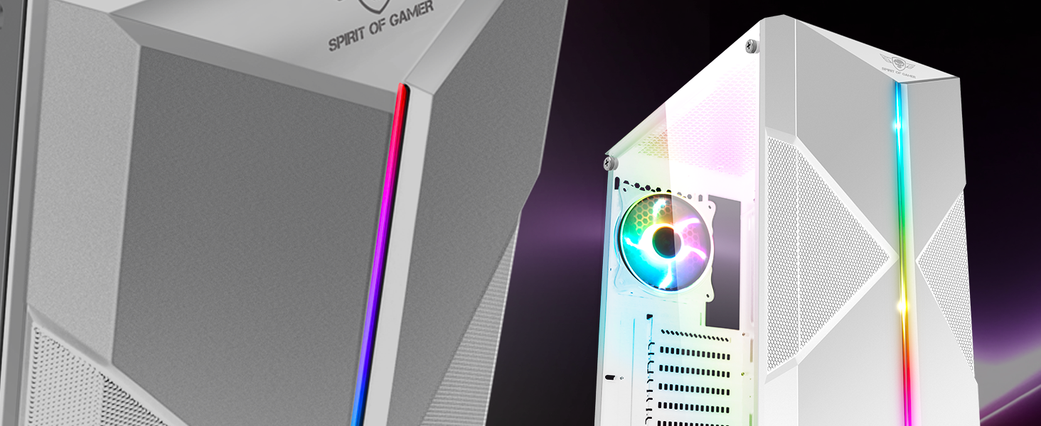 Корпус для ПК Spirit of Gamer Clone III Білий RGB | ATX/mATX/ITX | з темперованим склом | 2 вентилятори 120 мм (1 ARGB)