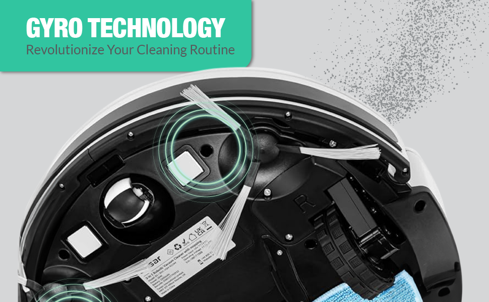 Робот-пилосос з функцією миття - 3 в 1. З пультом дистанційного керування, акумулятор 120 хв, для твердих підлог, килимів, шерсті тварин. Чорний.