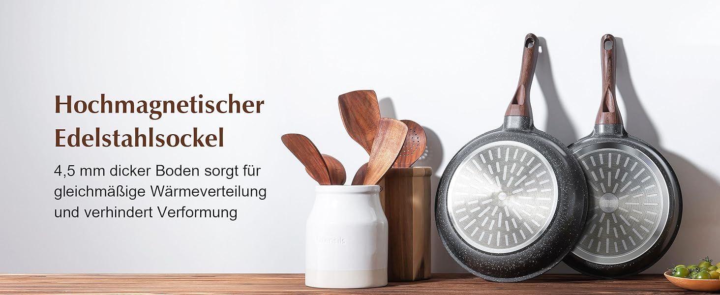 Сковорода SENSARTE з антипригарним покриттям, 24 см, з гранітною керамікою, для плити та індукції, без PFOA/PTFE/PFAS