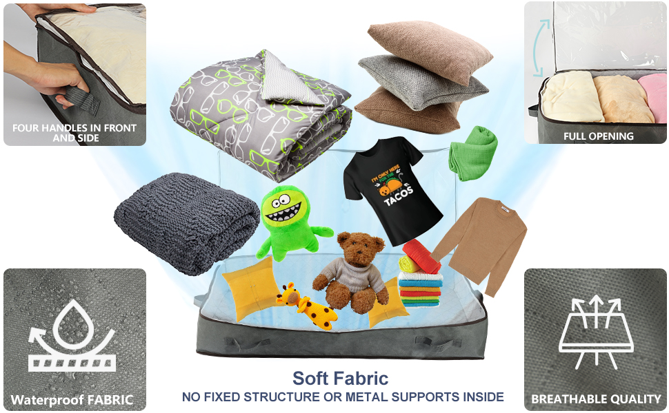 Коробки для зберігання під ліжком MIXC, 4 шт., 100 л, з кришкою, 100x50x18 см. Організація та зберігання постільної білизни, ковдр та одягу