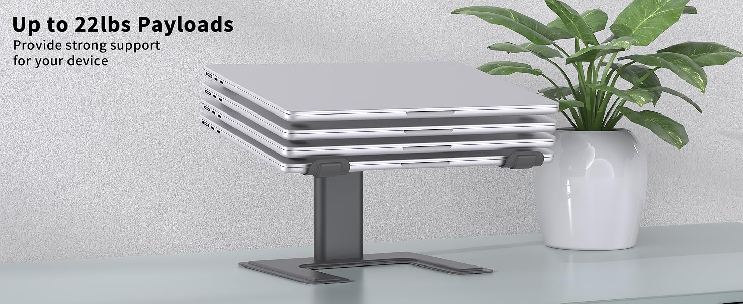 Підставка для ноутбука ALASHI, регульована висота, ергономічна, металева, чорна (C-Gray), 10-15.6 дюймів