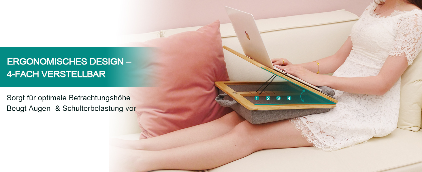 Зручний портативний столик для ноутбука з подушкою, до 15.6 дюймів, для студентів та роботи з планшетами/книгами