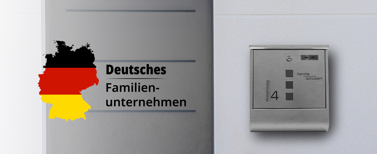 Поштовий ящик Grafner з нержавіючої сталі, персоналізований, з газетницею та 2 ключами. Гравіювання імені, вулиці та номера будинку. Комплект для монтажу входить.