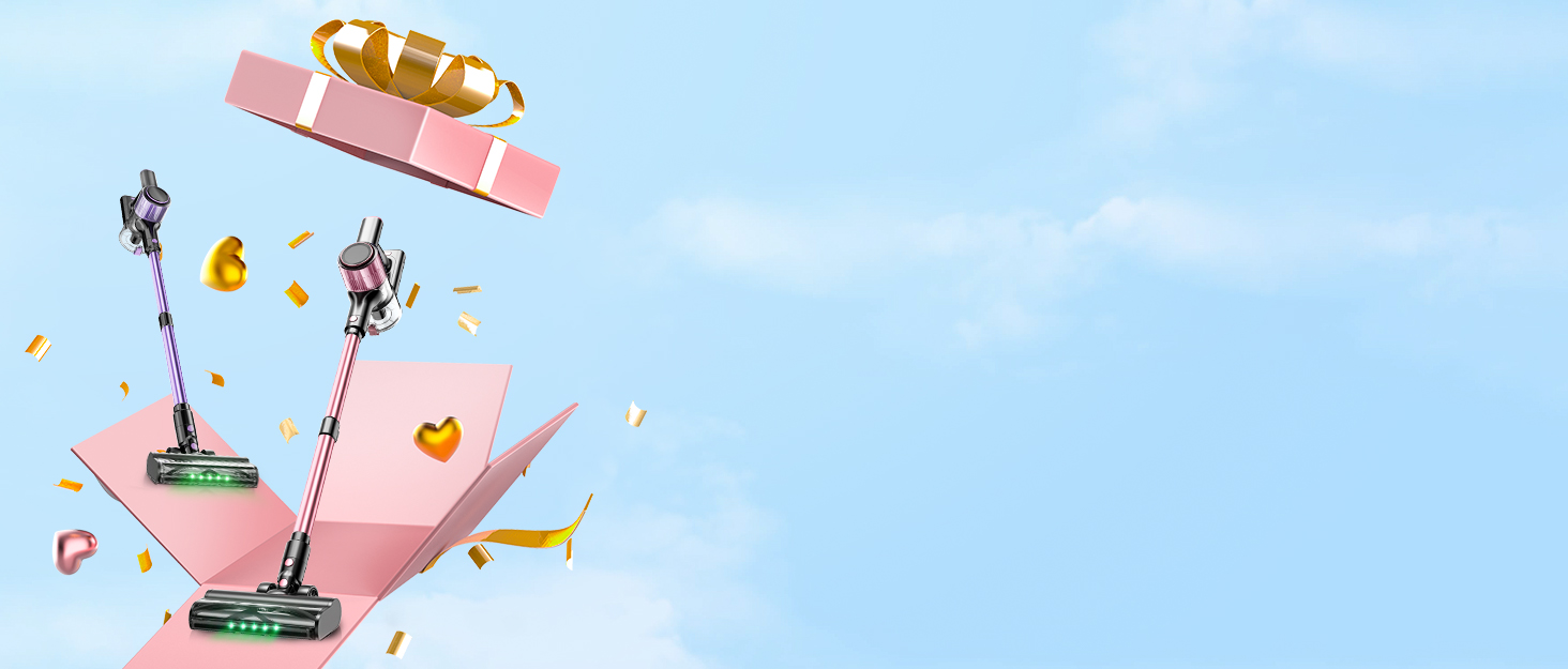 Бездротовий акумуляторний пилосос SUXIANGVAC 45000Pa/500W з LED дисплеєм та антинамотувальною насадкою, 73см подовжуваний шланг для твердих поверхонь, килимів та шерсті тварин, Рожевий