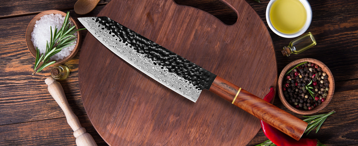 Професійний кухонний ніж Kiritsuke BILLION DUO 21 см, дамаск VG10, 67 шарів, дерев'яна ручка, серія HGBY