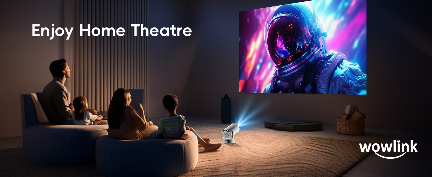 Портативний проєктор Mini Beamer 4K/1080p з Wi-Fi 6 та Bluetooth 5.4. Keystone 180°, сумісний з HDMI, TV Stick, Memory Stick, Laptop. Колір: Бежевий