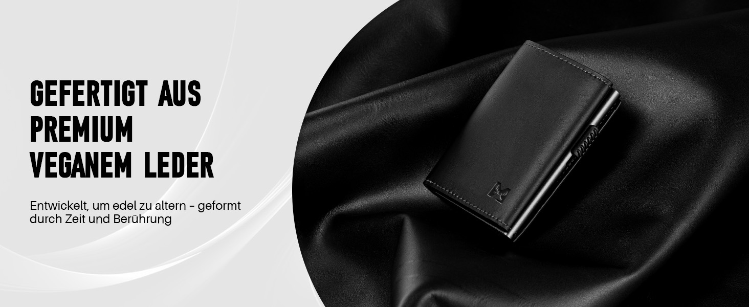 Чоловічий гаманець з RFID-захистом та відділенням для монет, Smart Wallet з вікном для документів, шкіряний гаманець для карт (чорно-червоний)
