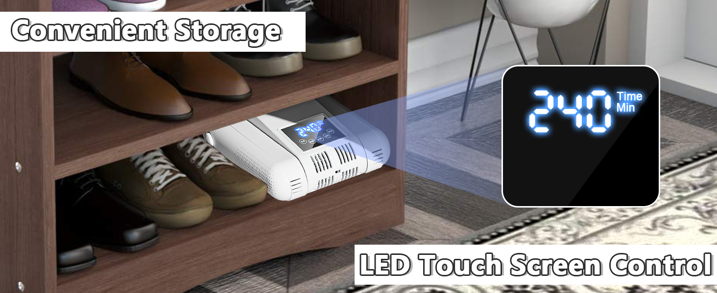 Електричний сушильник для взуття з 4 тримачами, таймером та регульованою довжиною. Підходить для взуття, рукавичок, шапок, шкарпеток та футбольних бутс